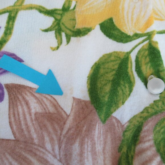 Talbots Sweater Cardigan Floral Sz. M Long Sleeve Button Front, Multicolor *Flaw - Picture 9 of 10